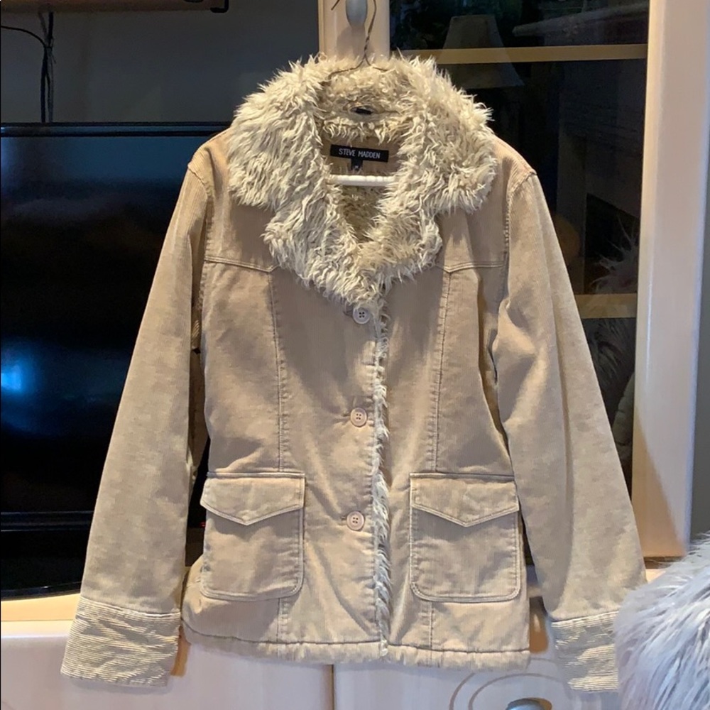 Vintage Corduroy Jacket with Faux Fur